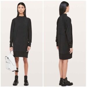 J23 Lululemon On Repeat Crewneck Long Sleeve Dress Black Sz 6